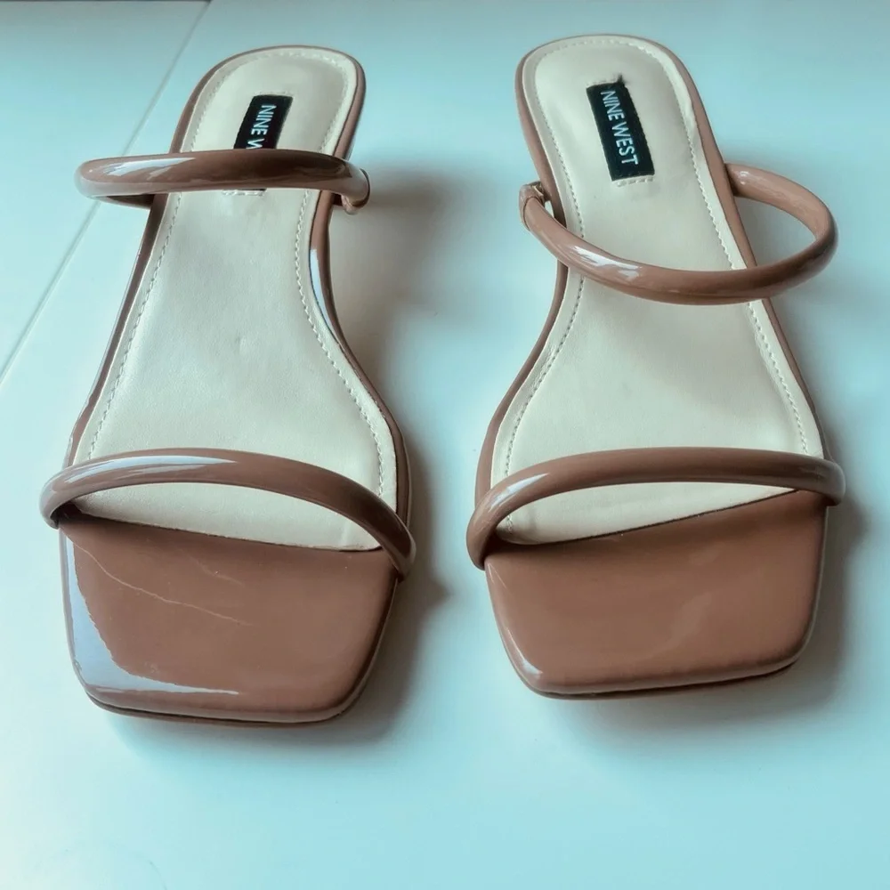 Nine West Noel tan kitten heel Slide Sandals